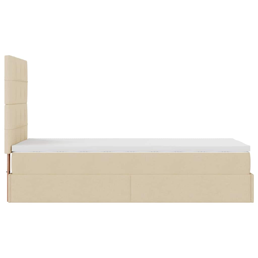osmannisk sengeramme med madras 80x200 cm stof cremefarvet