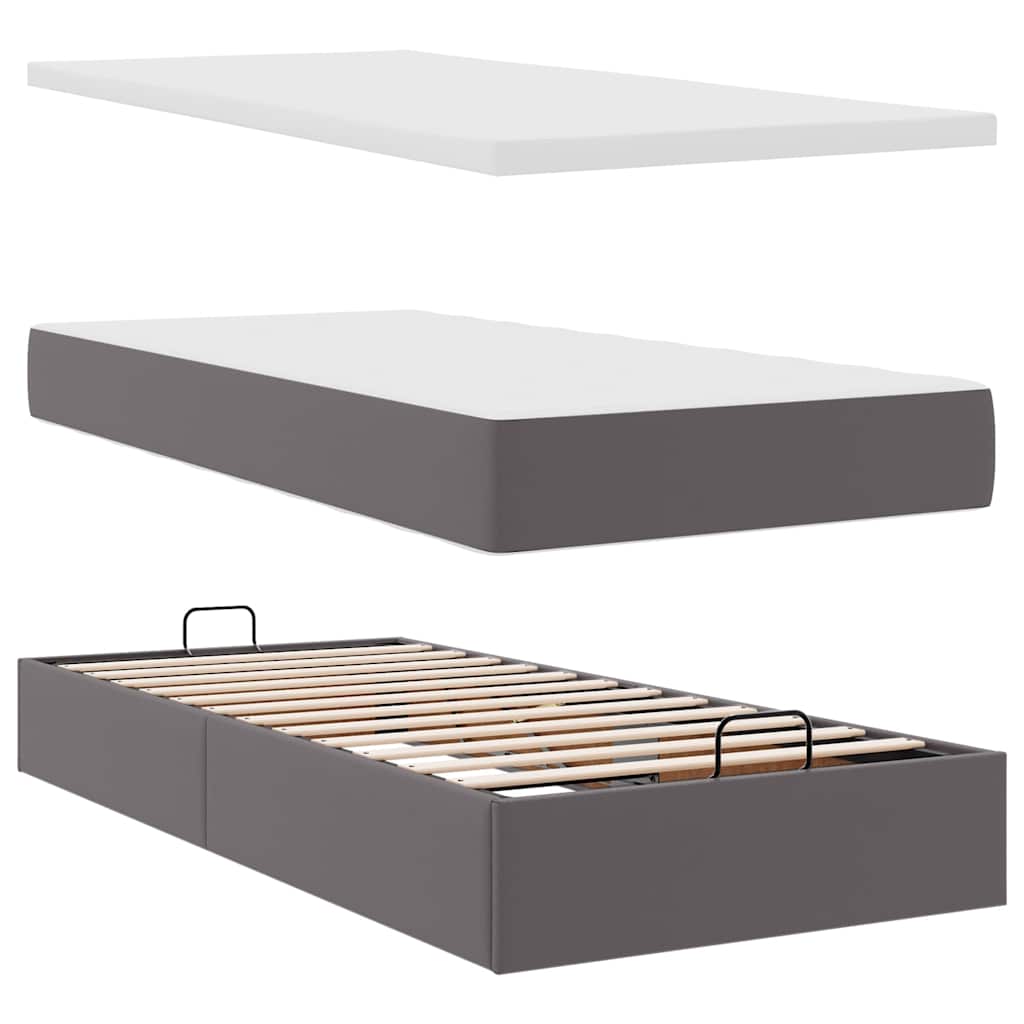 osmannisk sengeramme med madrasser 160x200 cm kunstlæder grå