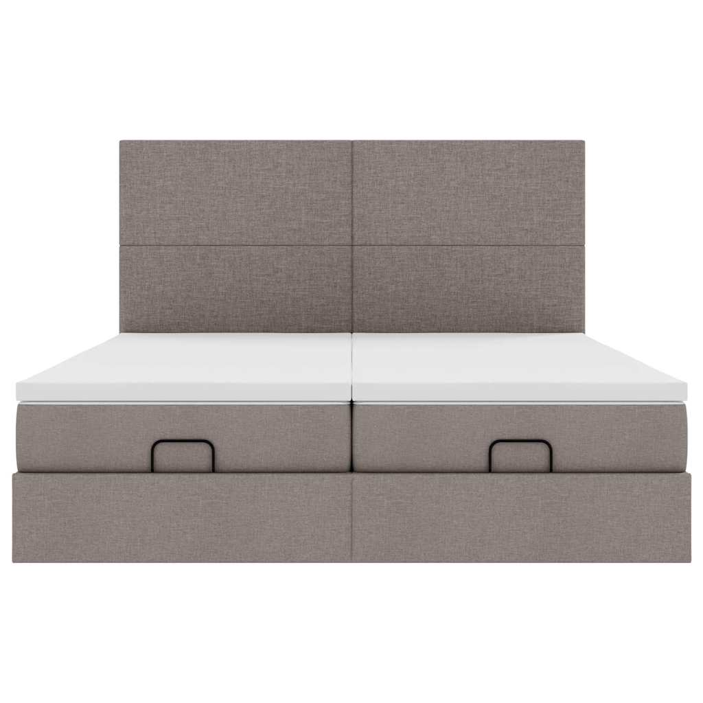 osmannisk sengeramme med madrasser 200x200 cm stof gråbrun