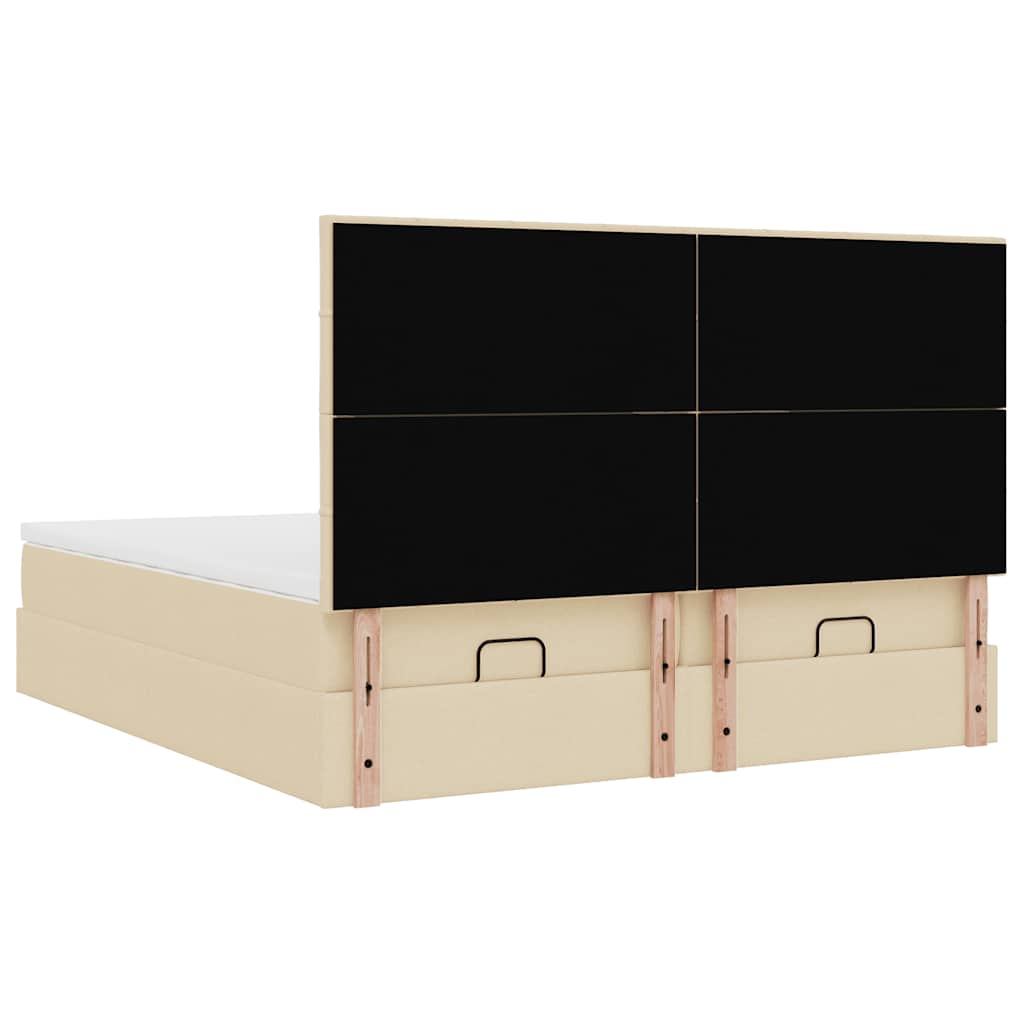 osmannisk sengeramme med madrasser 160x200 cm stof cremefarvet