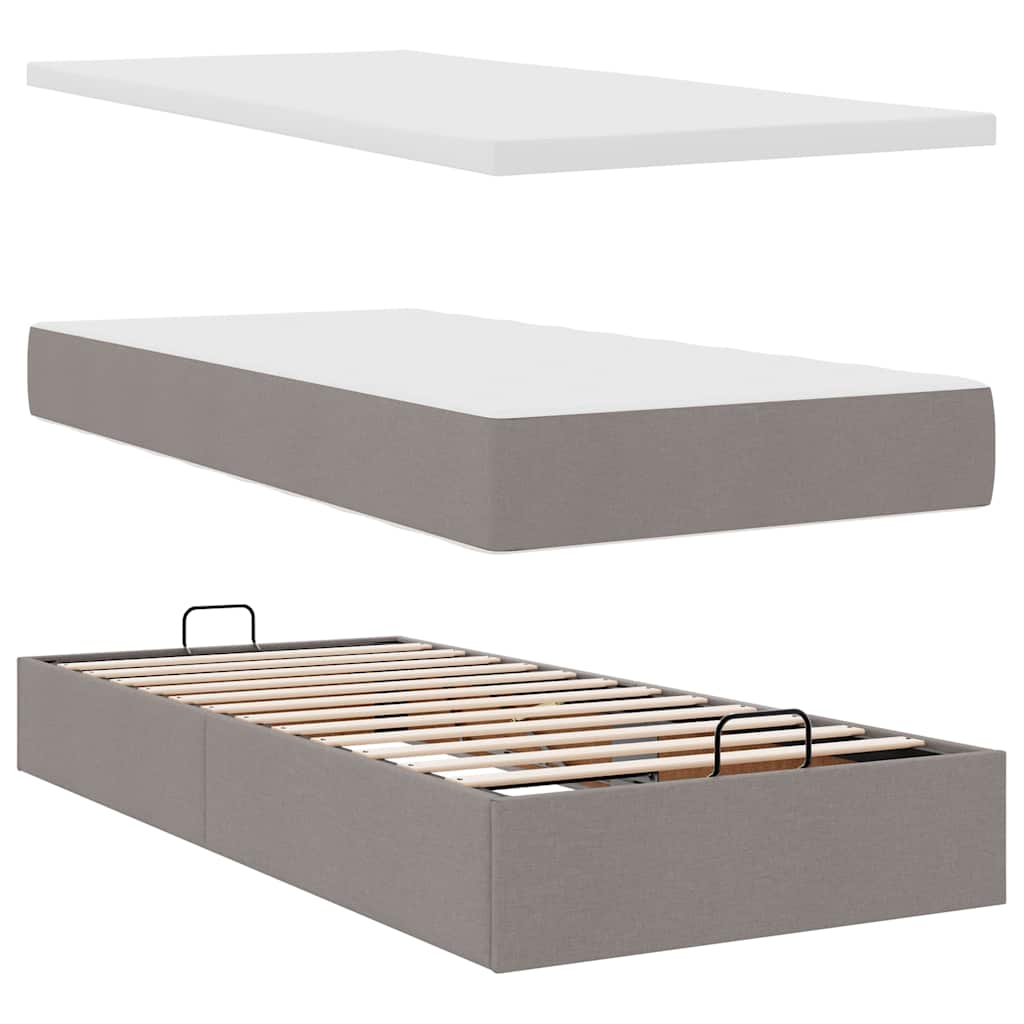 osmannisk sengeramme med madrasser 200x200 cm stof gråbrun
