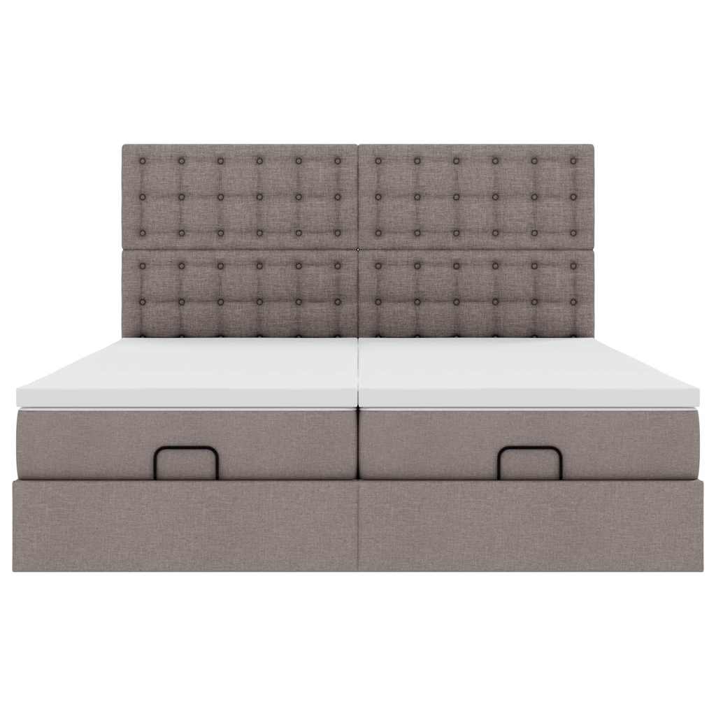 osmannisk sengeramme med madrasser 200x200 cm stof gråbrun