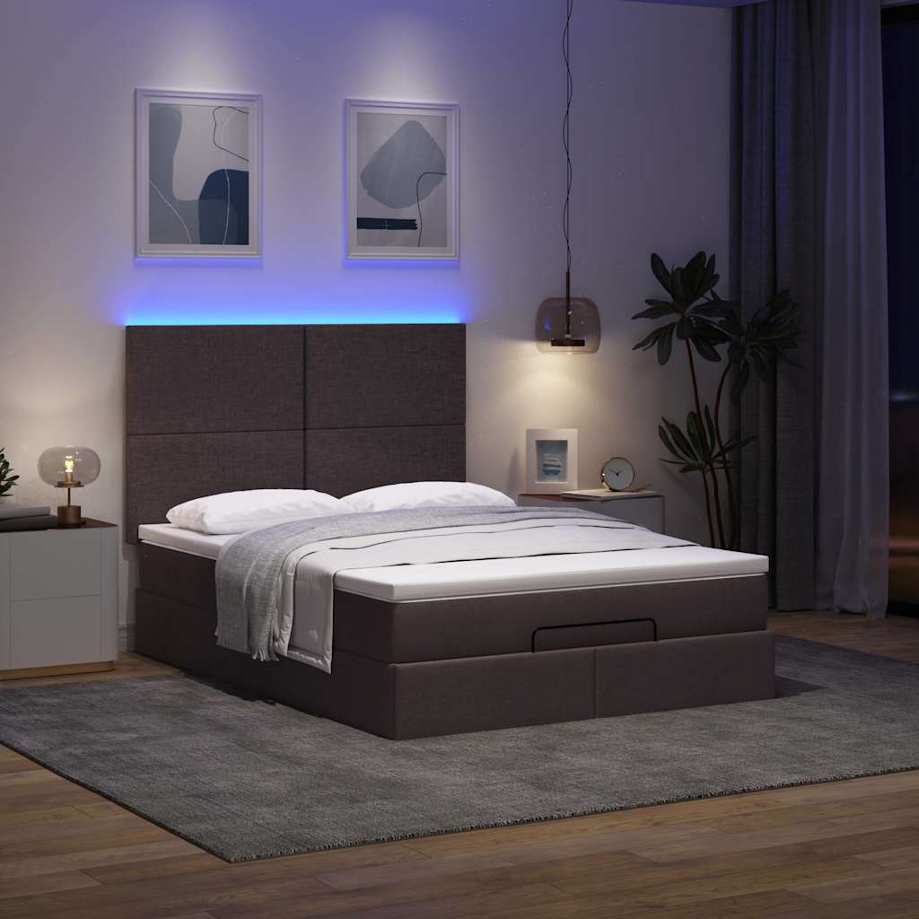 osmannisk sengeramme med madras 140x200 cm stof mørkebrun