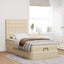 osmannisk sengeramme med madras 100x200 cm stof cremefarvet