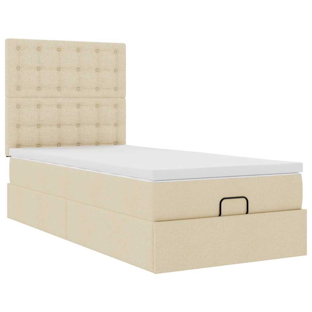 osmannisk sengeramme med madras 100x200 cm stof cremefarvet