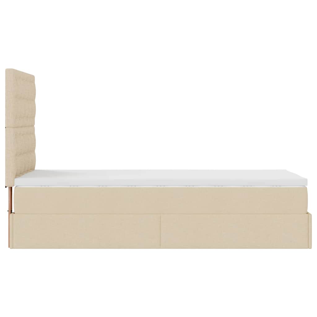 osmannisk sengeramme med madras 100x200 cm stof cremefarvet