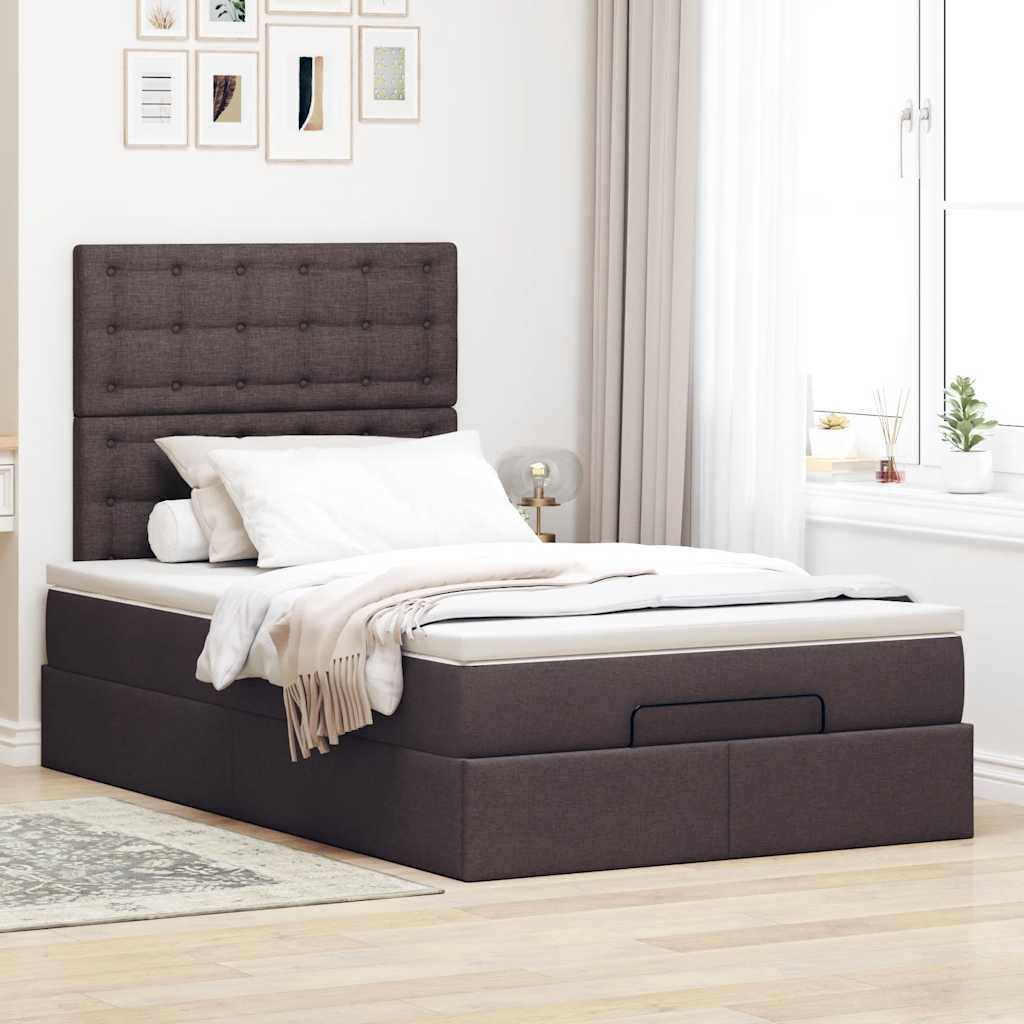 osmannisk sengeramme med madras 120x200 cm stof mørkebrun