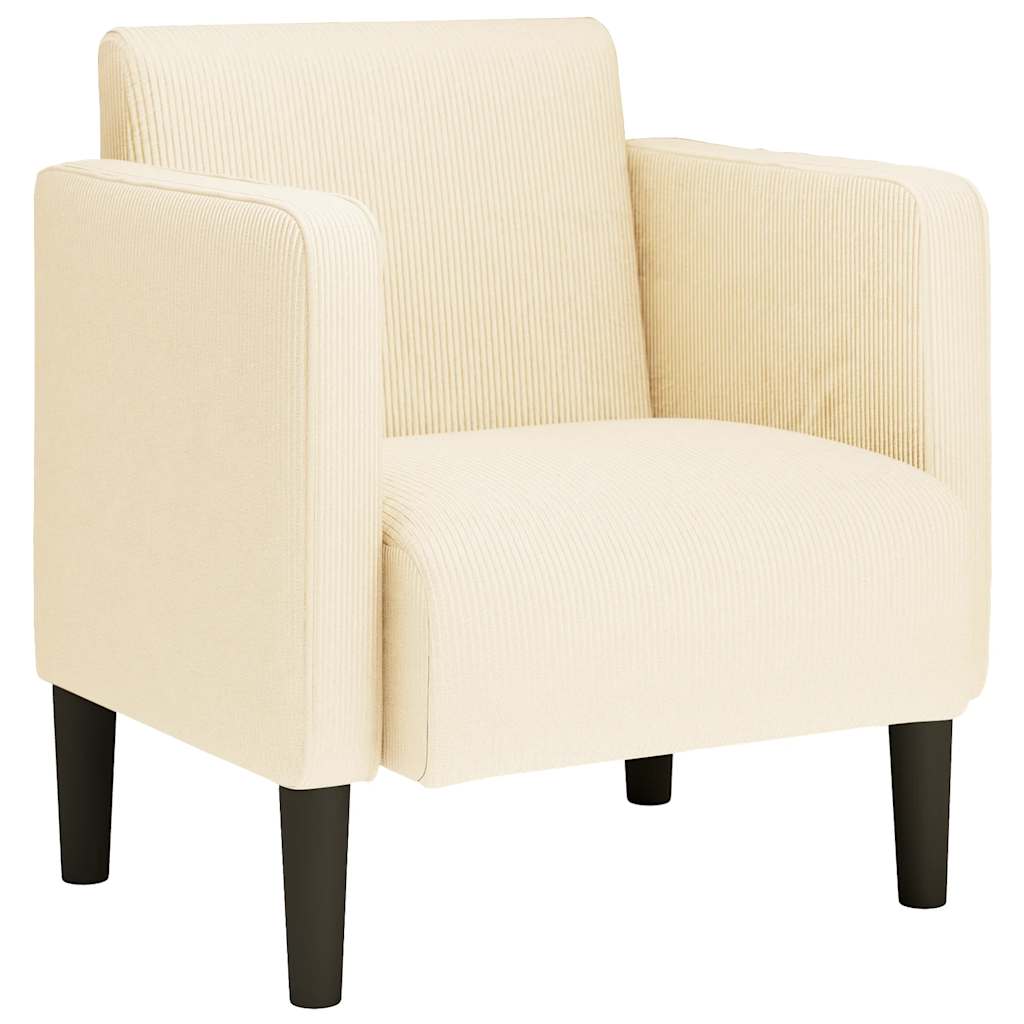sofastol med armlæn 54 cm fløjlsstof cremefarvet