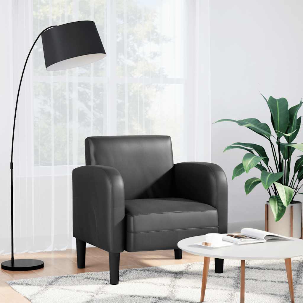 sofastol med armlæn 54 cm kunstlæder sort