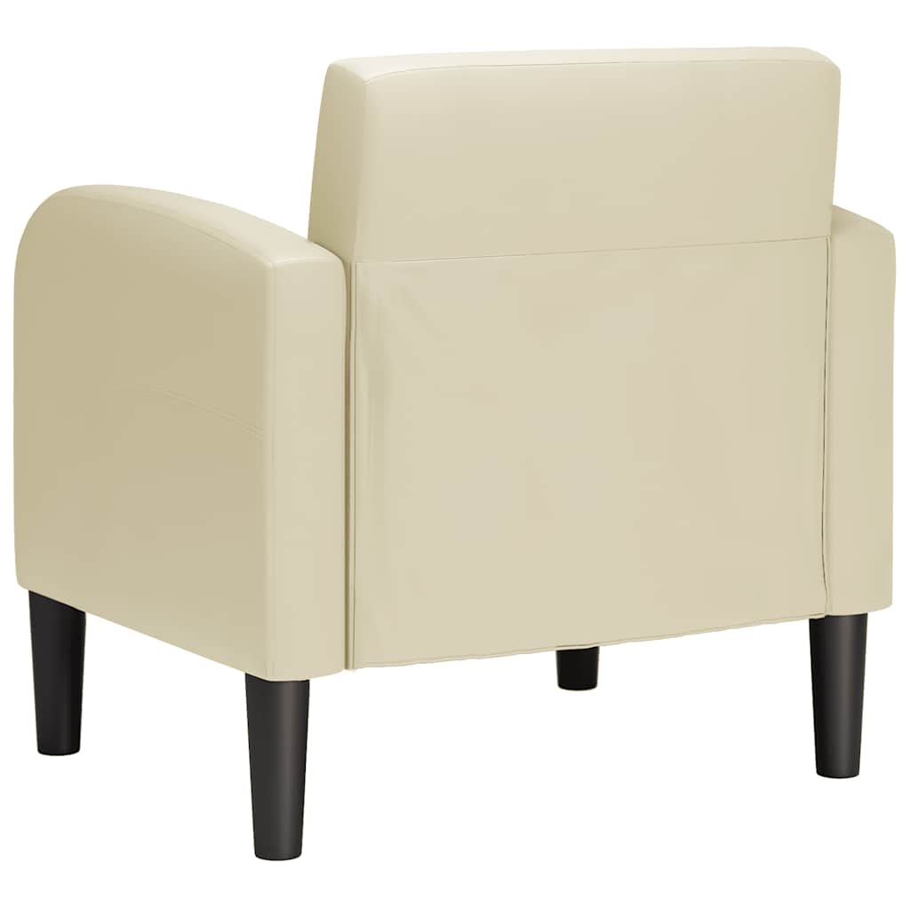 sofastol med armlæn 54 cm kunstlæder cremefarvet