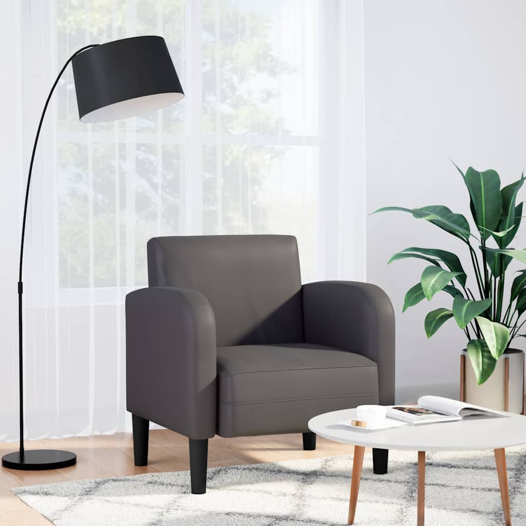 sofastol med armlæn 54 cm kunstlæder grå
