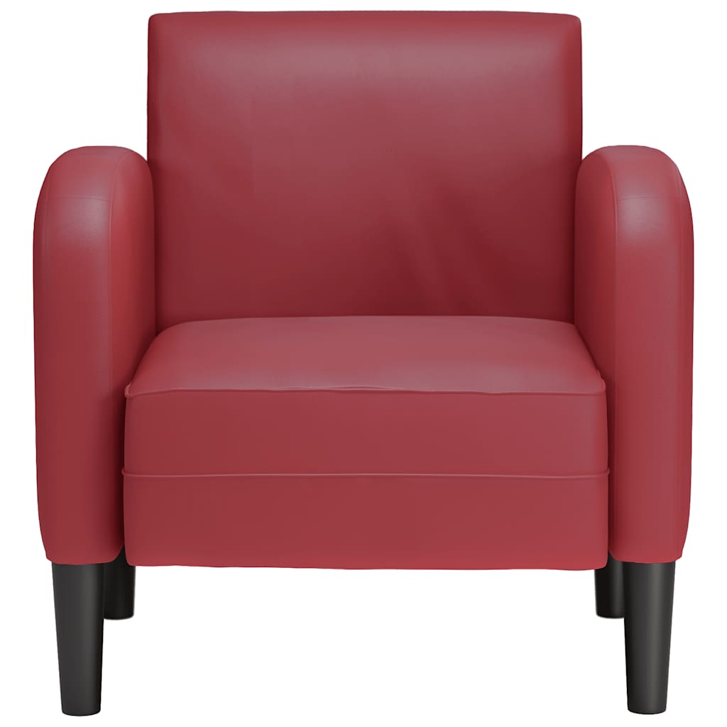 sofastol med armlæn 54 cm kunstlæder vinrød