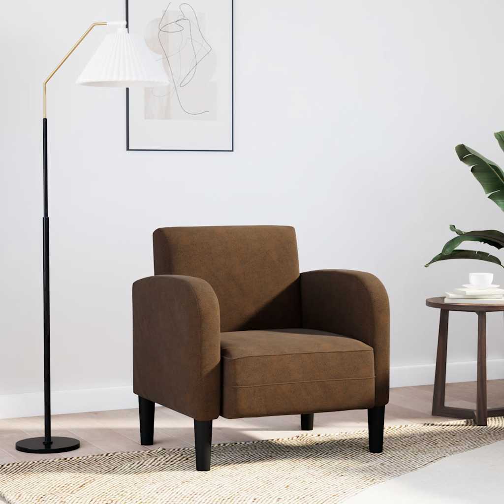 sofastol med armlæn 54 cm kunstlæder brun