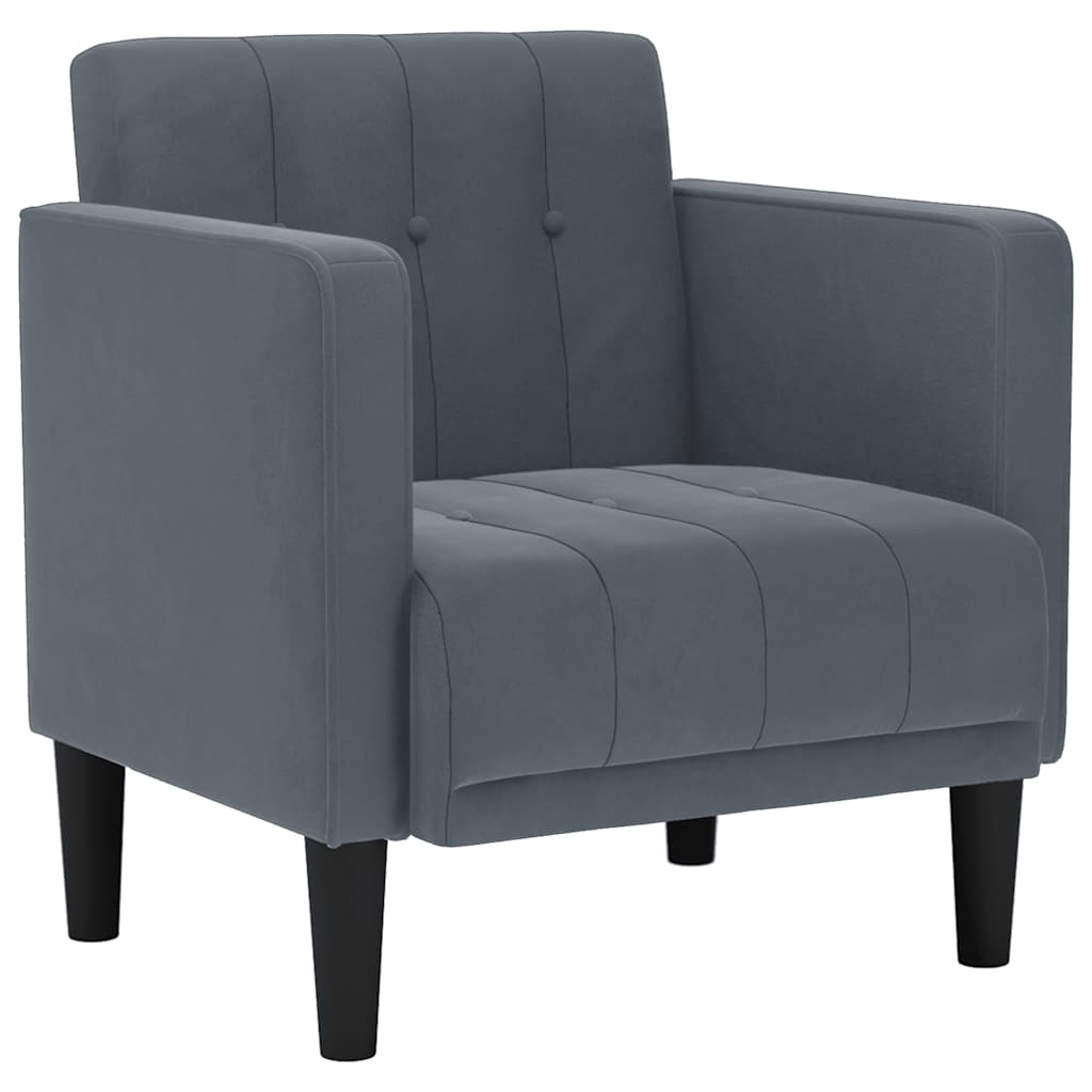 sofastol med armlæn 53 cm fløjl mørkegrå