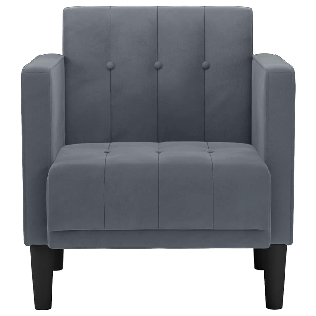 sofastol med armlæn 53 cm fløjl mørkegrå