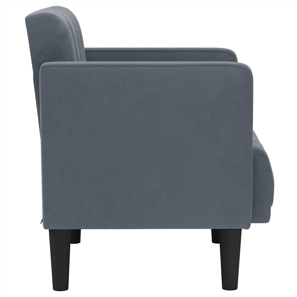 sofastol med armlæn 53 cm fløjl mørkegrå