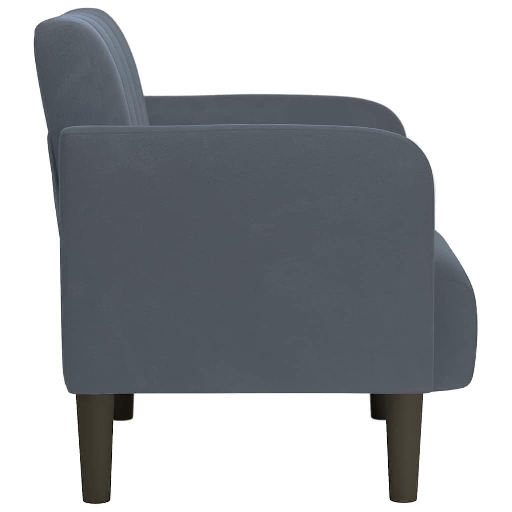 sofastol med armlæn 54 cm fløjl mørkegrå