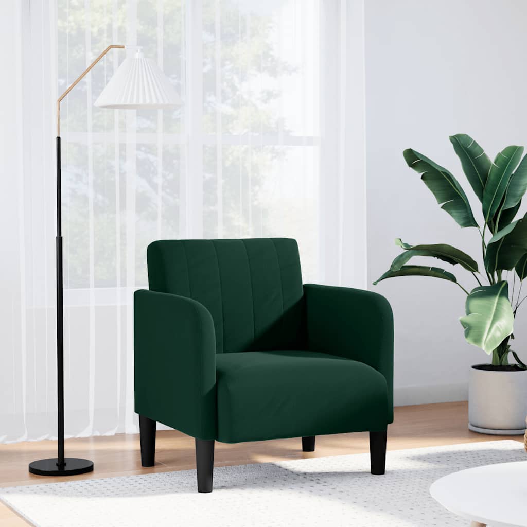 sofastol med armlæn 54 cm fløjl mørkegrøn