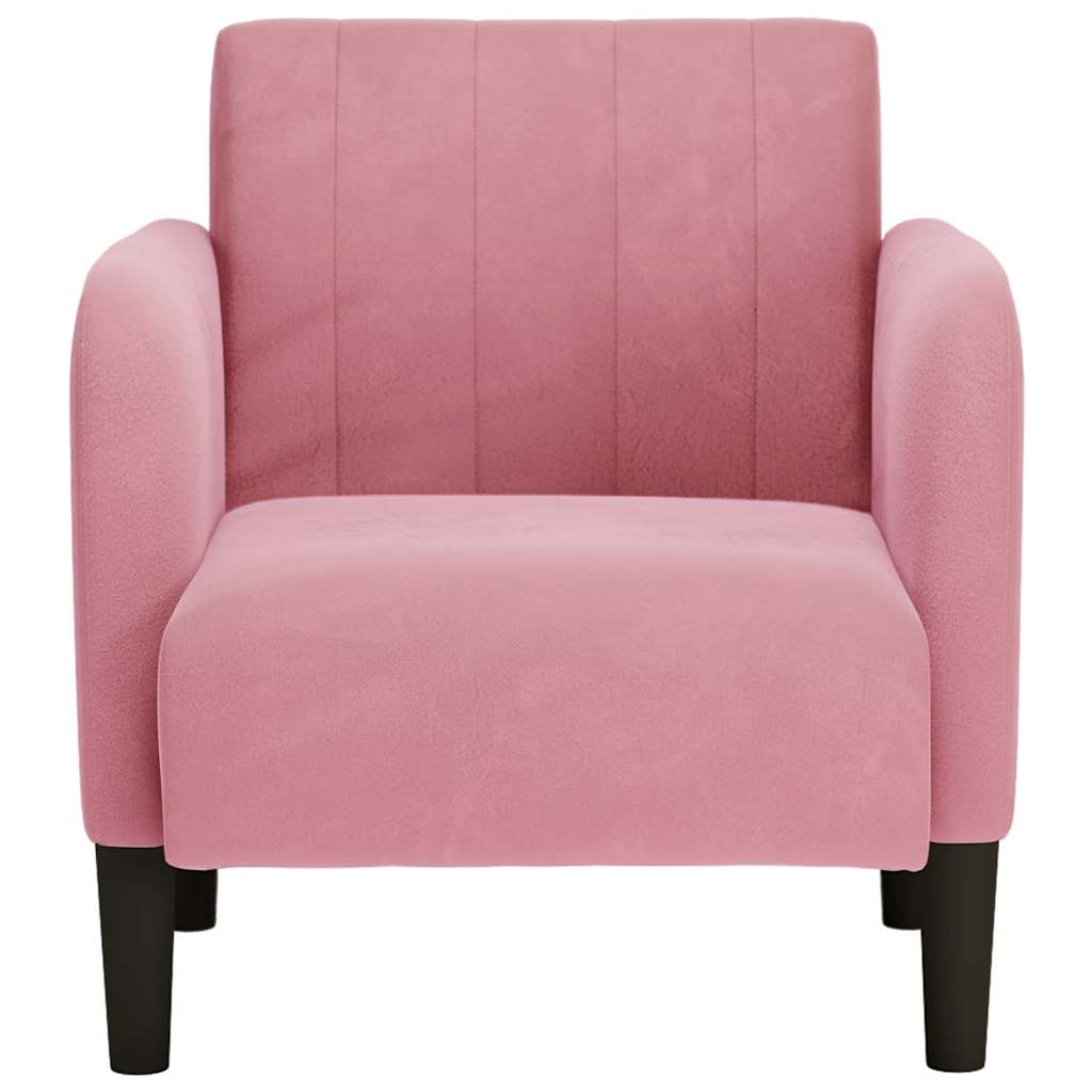 sofastol med armlæn 54 cm fløjl lyserød