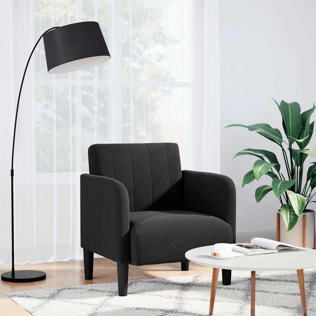 sofastol med armlæn 54 cm fløjl sort