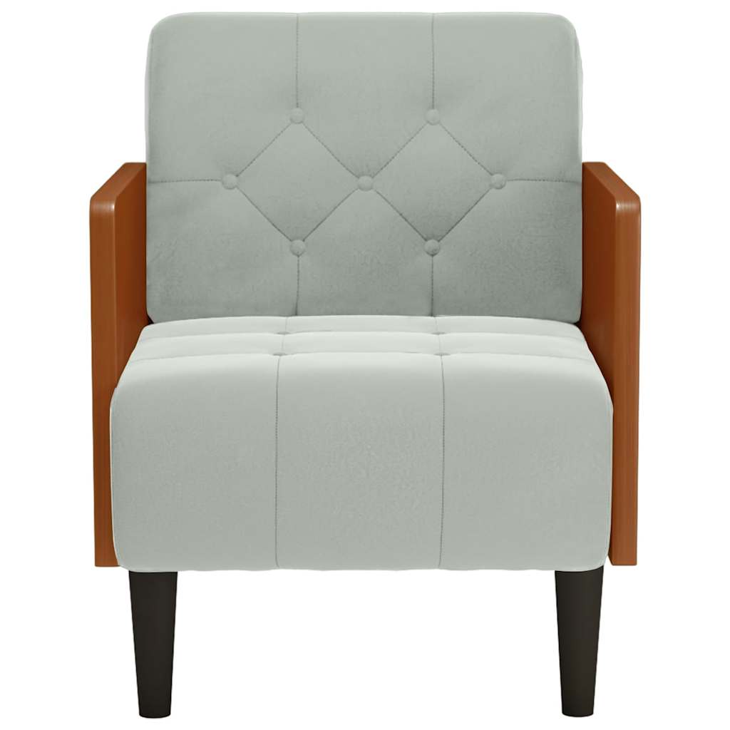 sofastol med armlæn 55 cm fløjl lysegrå