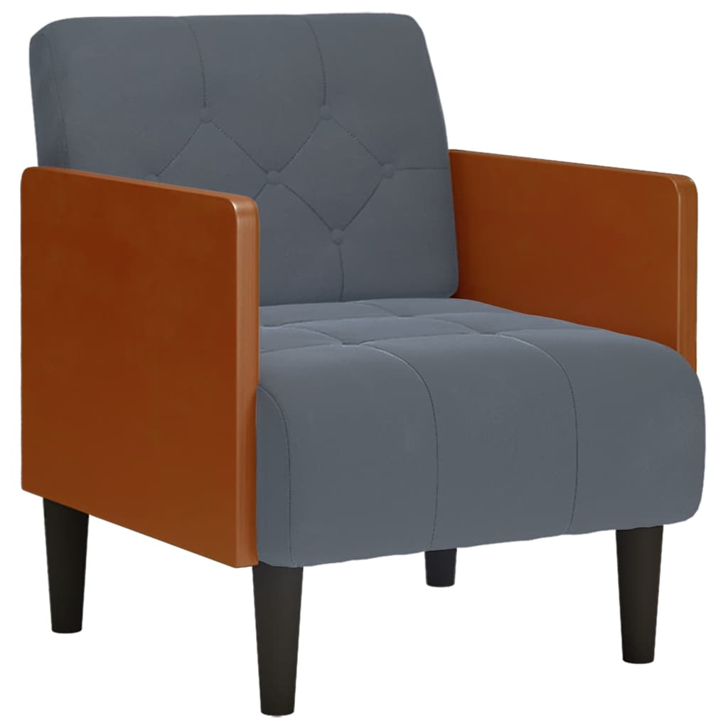 sofastol med armlæn 55 cm fløjl mørkegrå