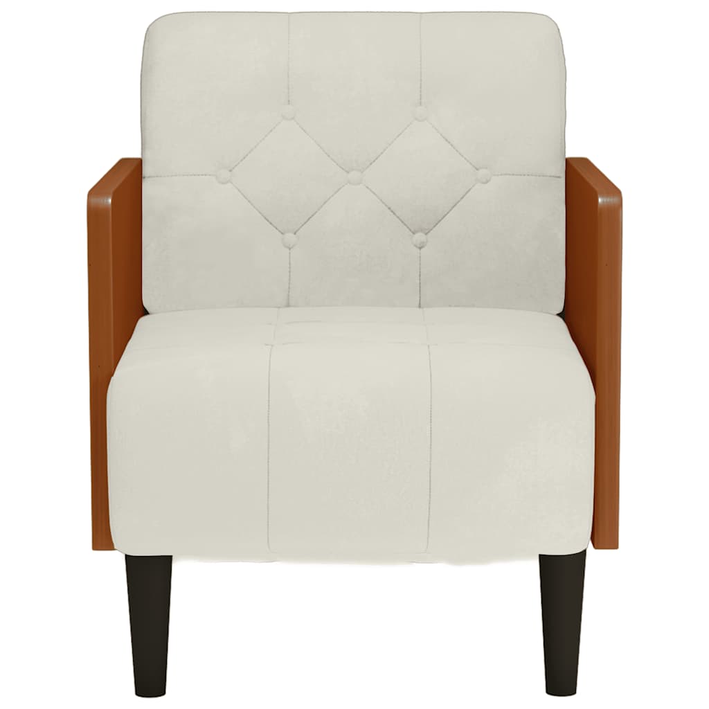 sofastol med armlæn 55 cm fløjl cremefarvet