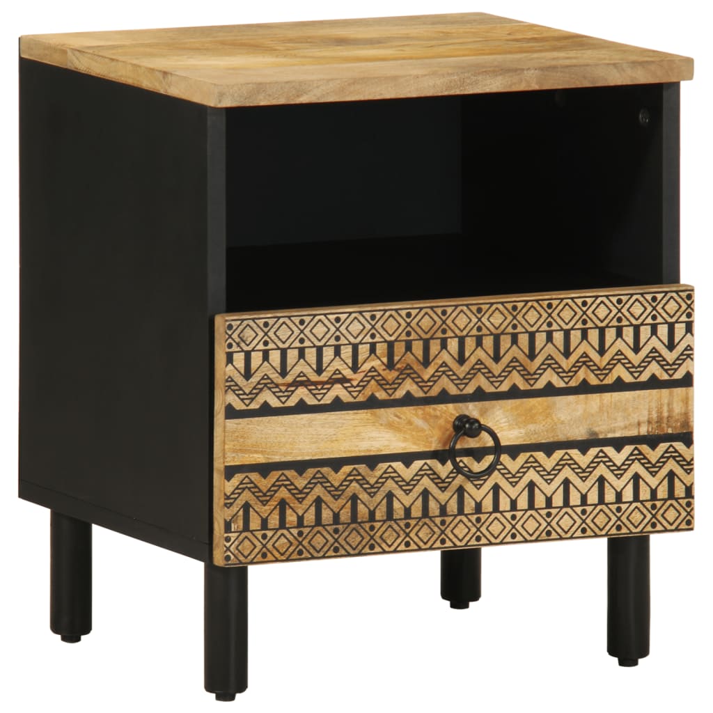 sengebord 40x33x46 cm massivt ru mangotræ sort billede