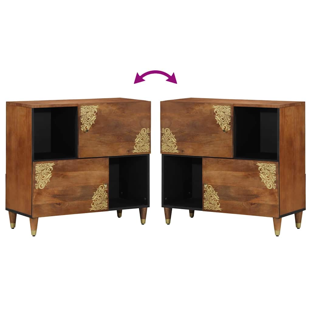 Sideboard med hylde Brun 80 x 33 x 75 cm Massivt mangotræ