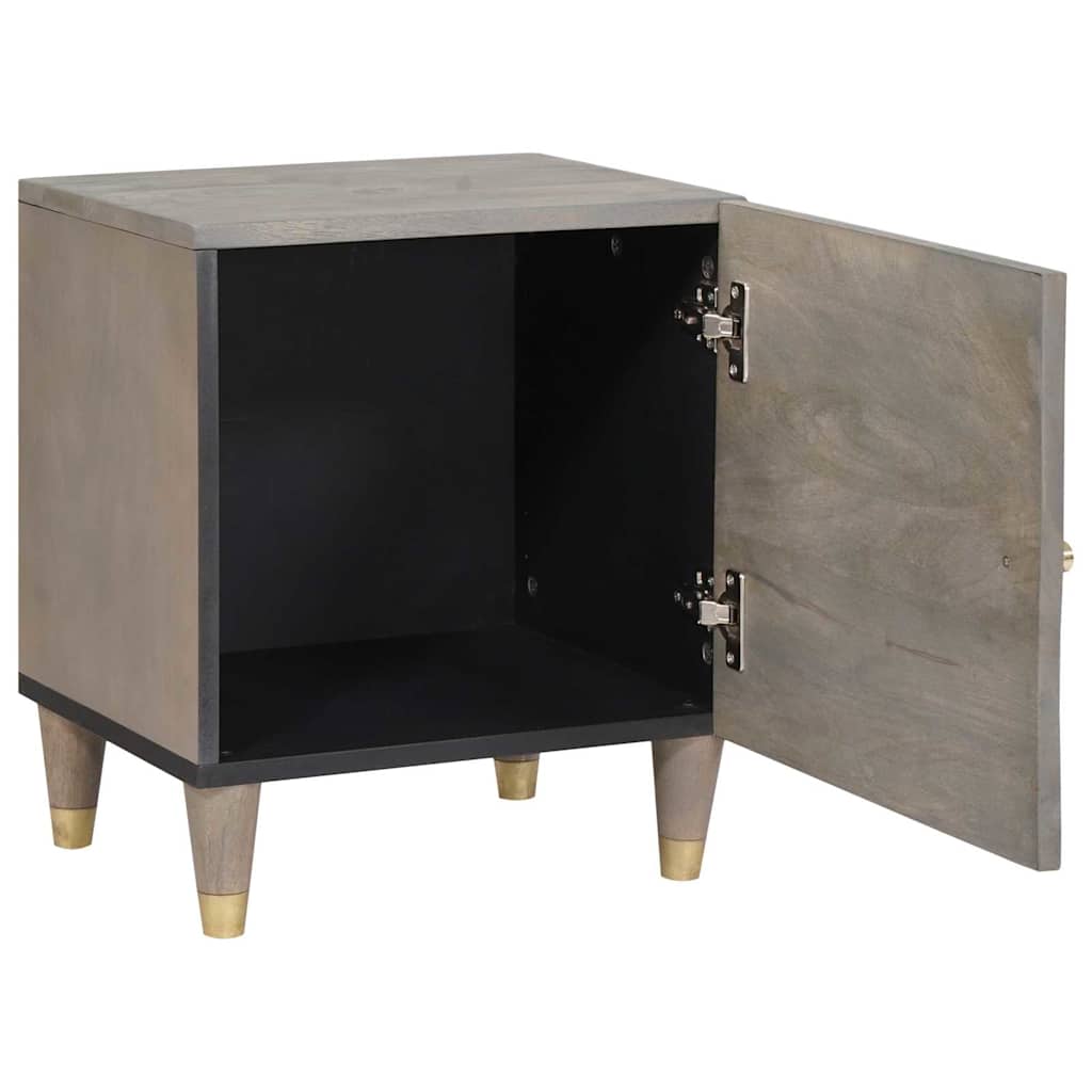 Sengebord med Dør 2 pcs Grå 40 x 33 x 46 cm Massivt mangotræ