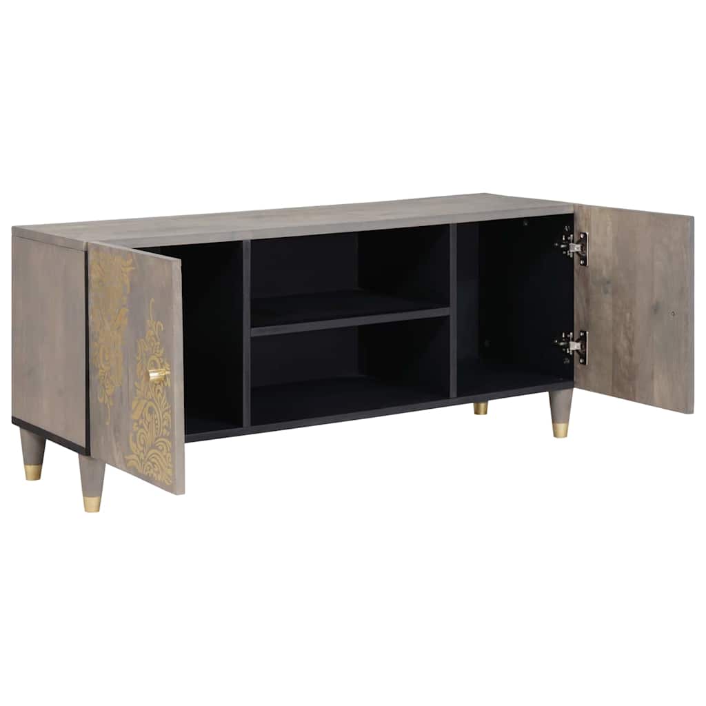 TV-skab med hylde med dør Grå 105 x 33 x 46 cm Massivt mangotræ
