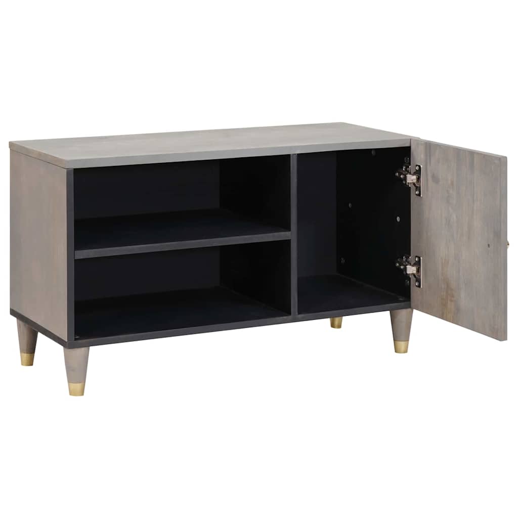 TV-skab med hylde med dør Grå 80 x 33 x 46 cm Massivt mangotræ