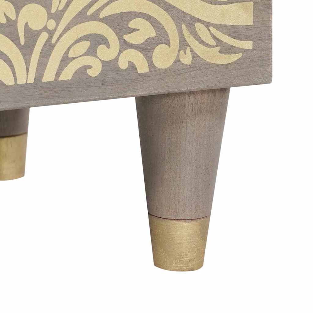 Sideboard Grå og Guld 40 x 33 x 75 cm Massivt mangotræ