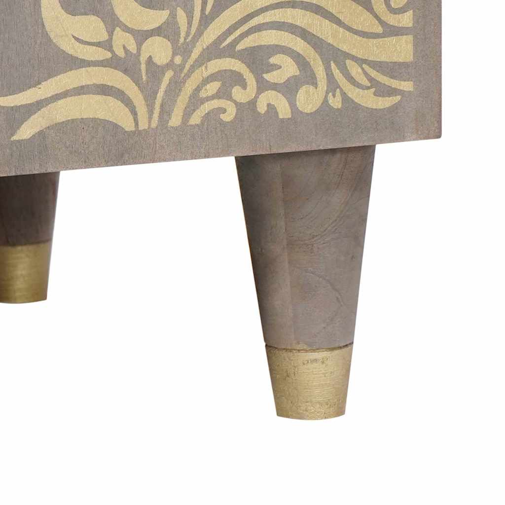 Sideboard med dør Grå og Guld 60 x 33 x 75 cm Massivt mangotræ