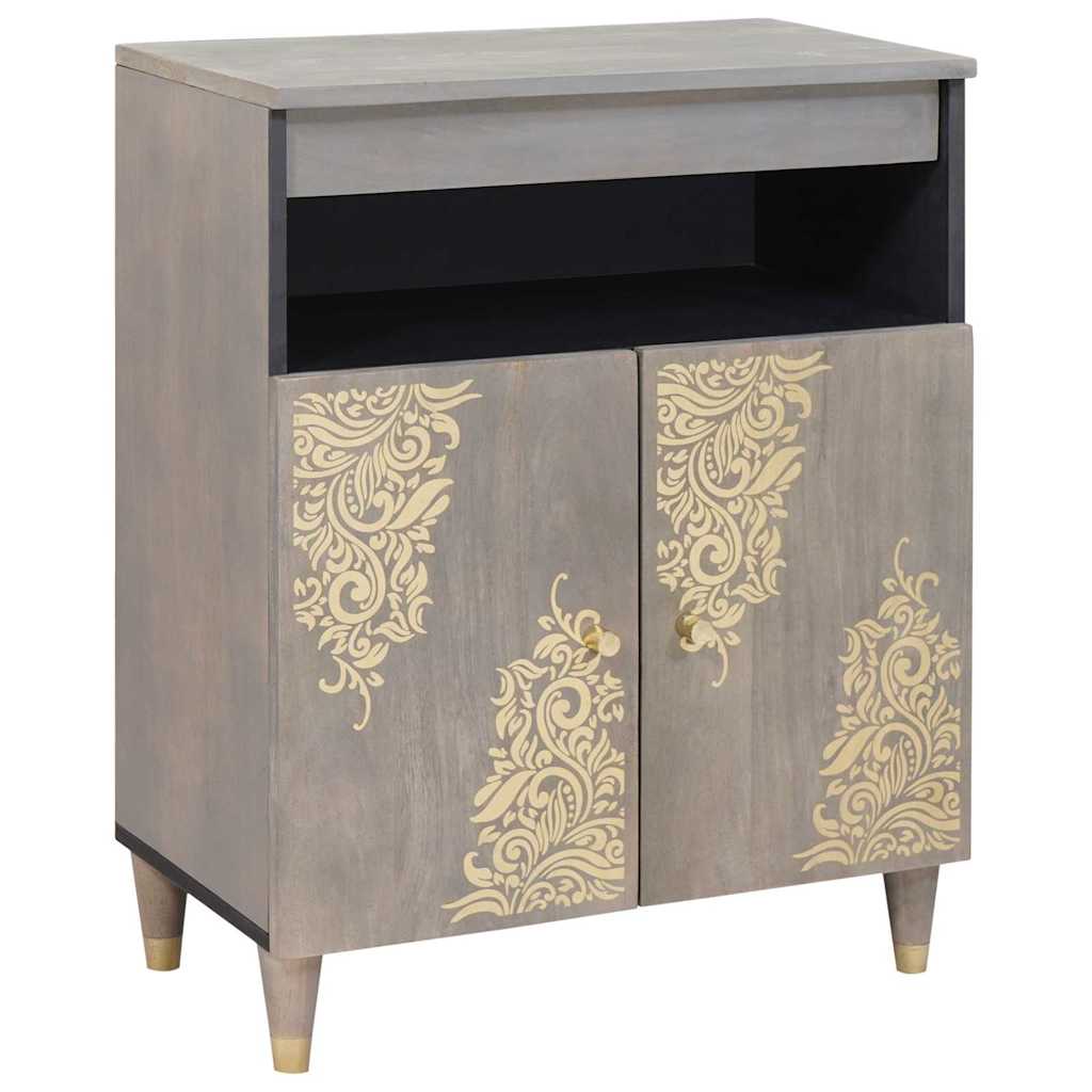 Sideboard med dør Grå og Guld 60 x 33 x 75 cm Massivt mangotræ