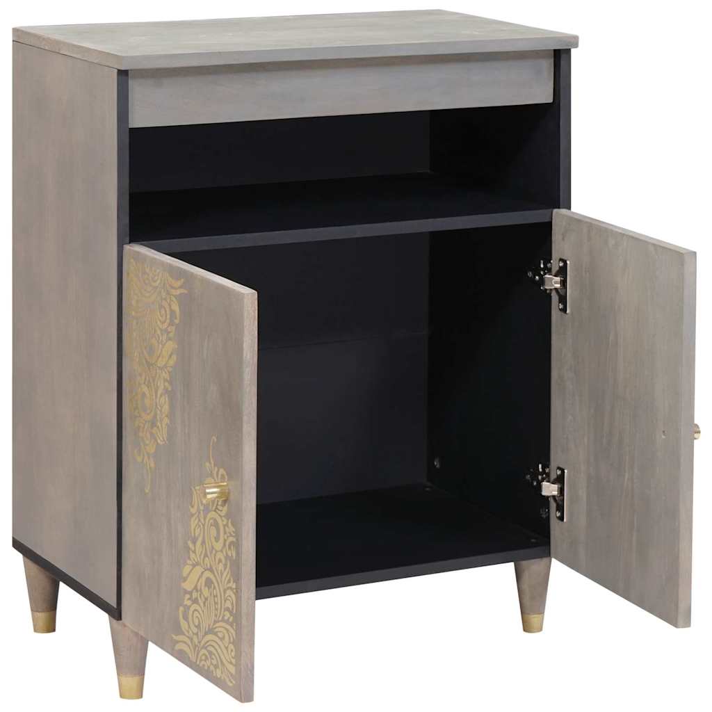 Sideboard med dør Grå og Guld 60 x 33 x 75 cm Massivt mangotræ