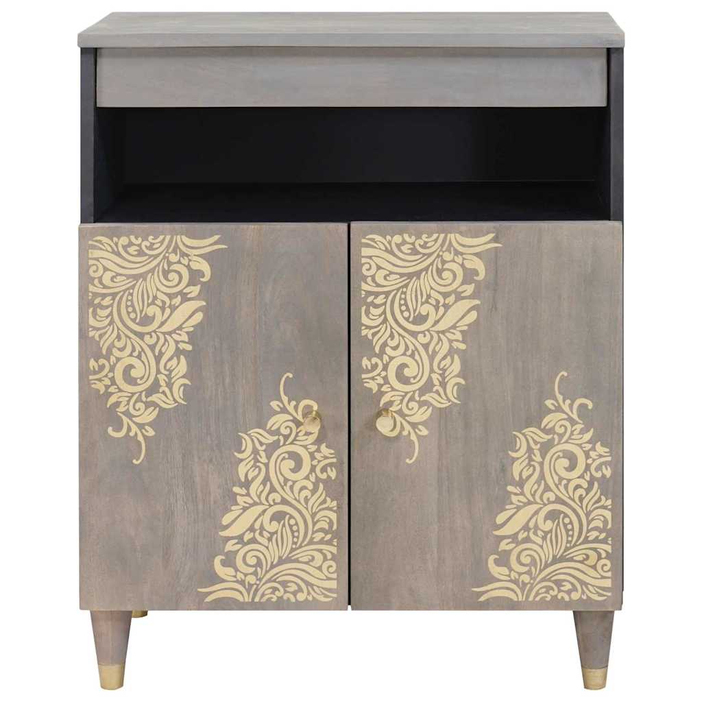 Sideboard med dør Grå og Guld 60 x 33 x 75 cm Massivt mangotræ