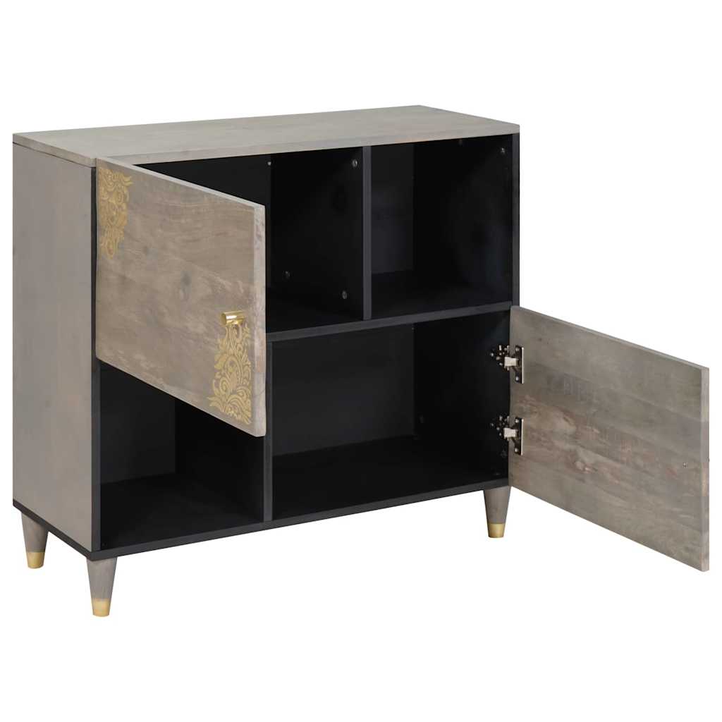 Sideboard med dør Grå og Guld 80 x 33 x 75 cm Massivt mangotræ
