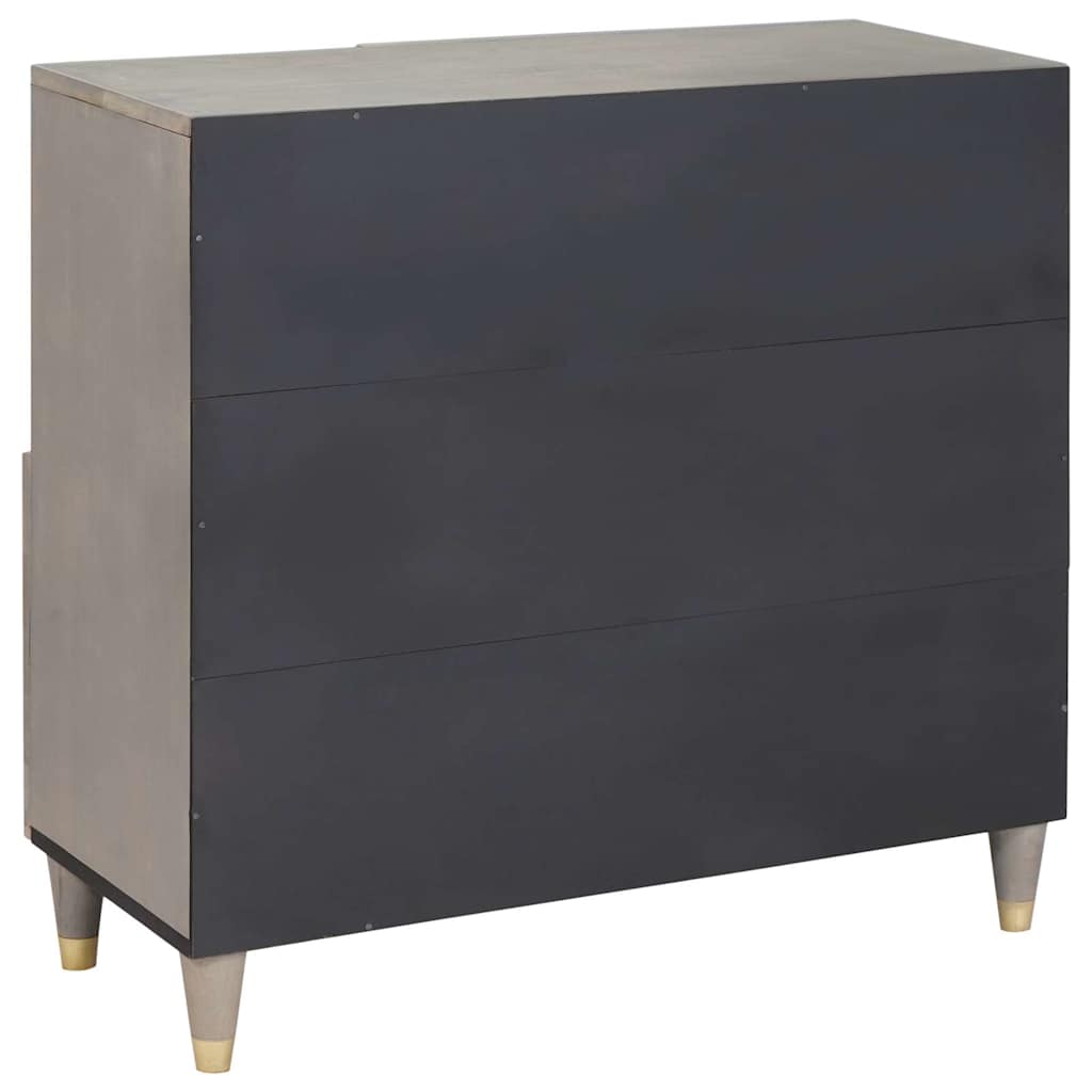Sideboard med dør Grå og Guld 80 x 33 x 75 cm Massivt mangotræ