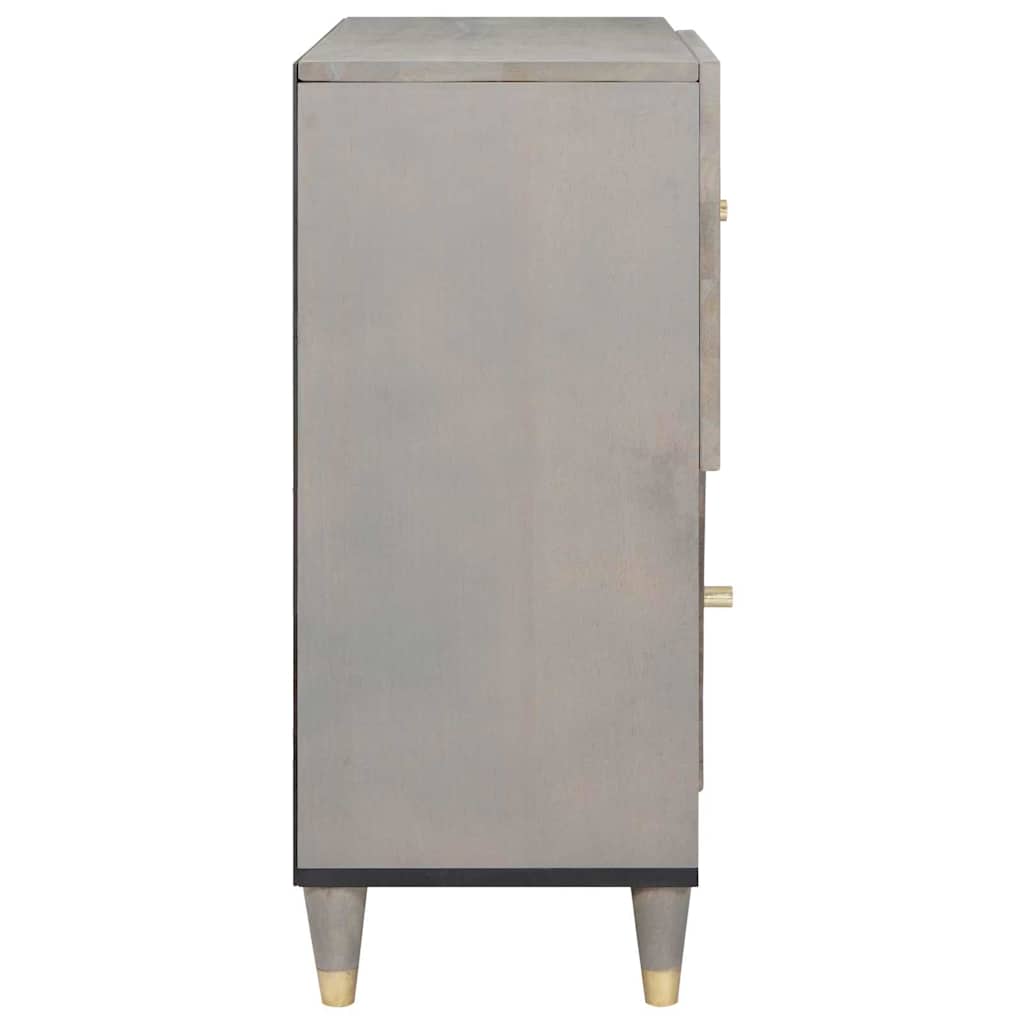 Sideboard med dør Grå og Guld 80 x 33 x 75 cm Massivt mangotræ