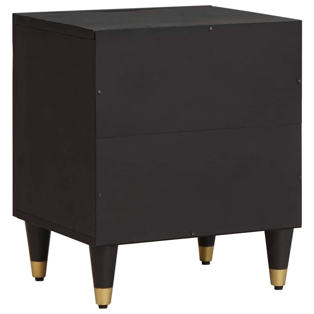Sengebord med Dør Sort 40 x 33 x 46 cm Massivt mangotræ