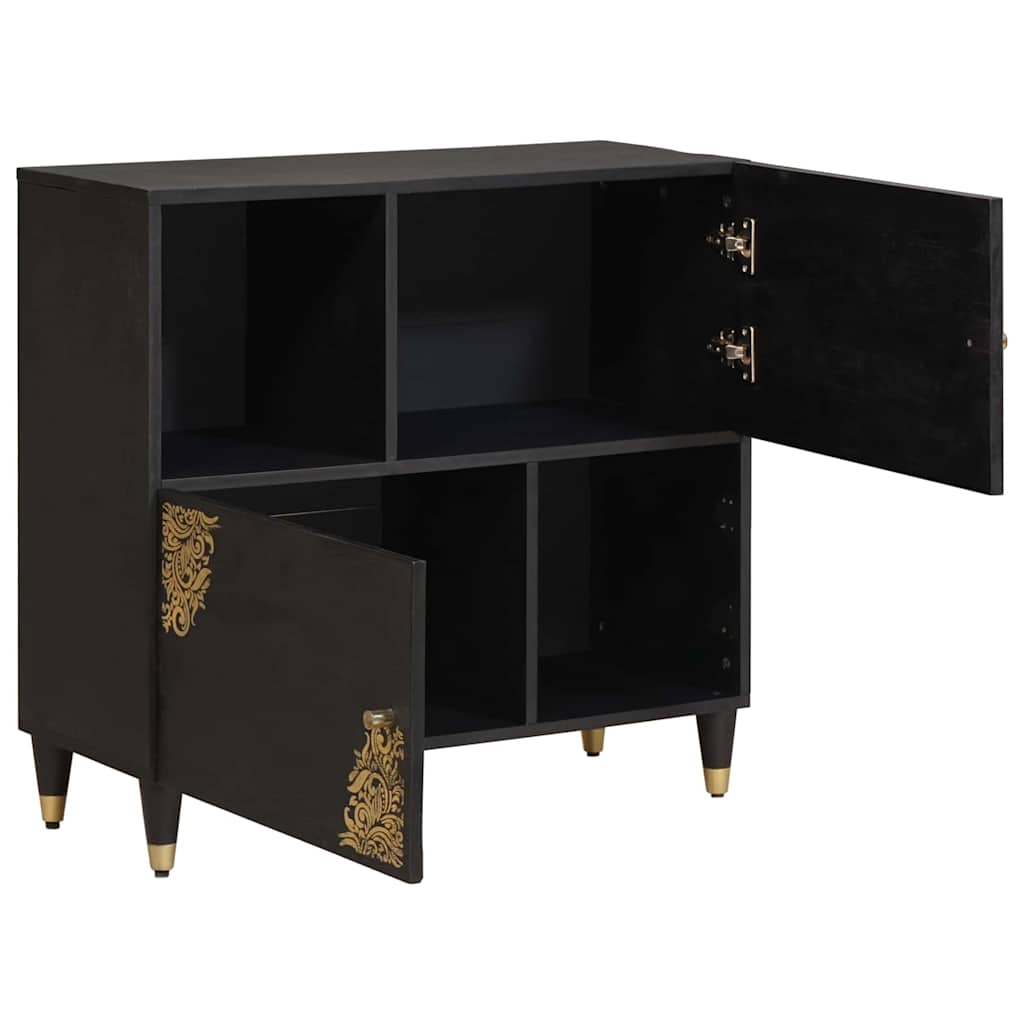 Sideboard med hylde Sort 80 x 33 x 75 cm Massivt mangotræ