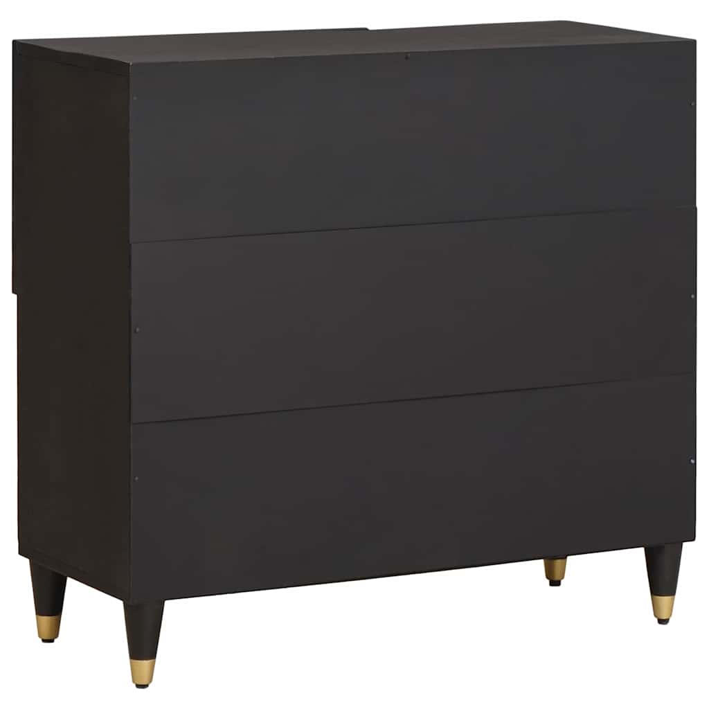 Sideboard med hylde Sort 80 x 33 x 75 cm Massivt mangotræ