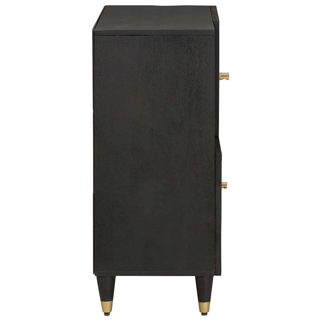 Sideboard med hylde Sort 80 x 33 x 75 cm Massivt mangotræ