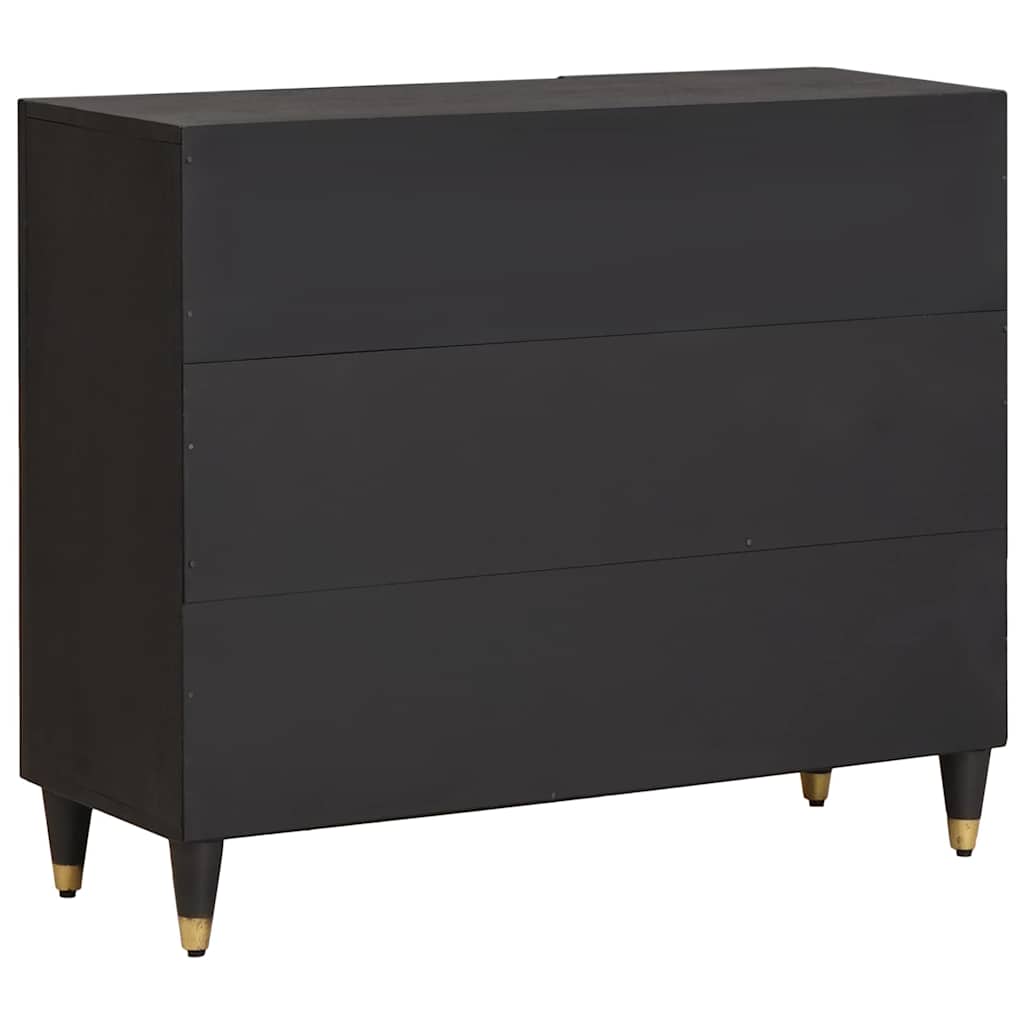 Sideboard med hylde Sort 90 x 33 x 75 cm Massivt mangotræ