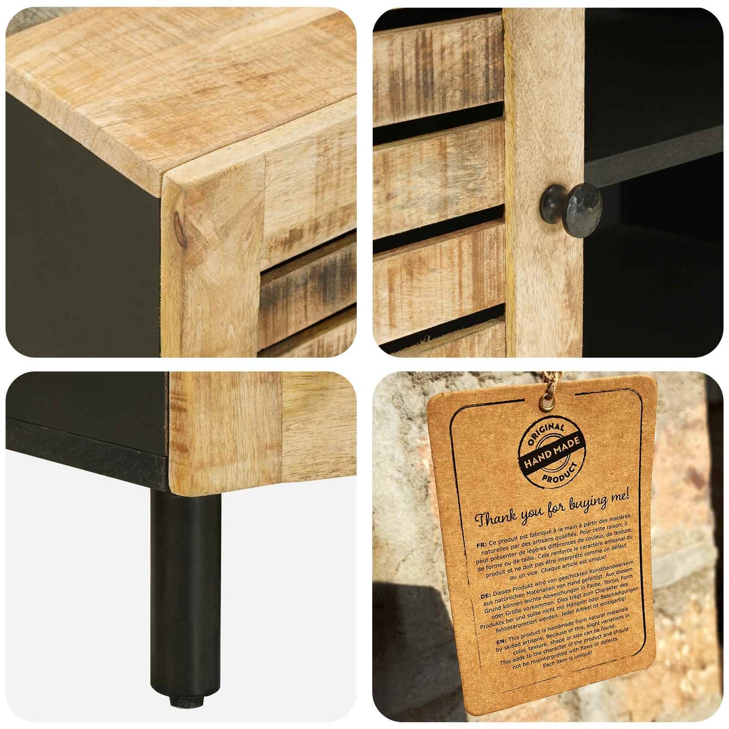 Opbevaringsskabe Naturfarvet 105 x 33 x 46 cm Massivt mangotræ