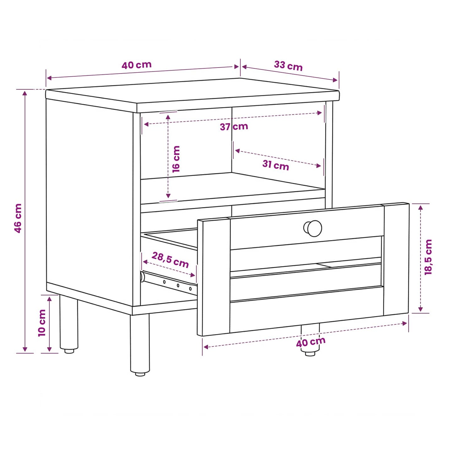 Sengebord 2 pcs Brun 40 x 33 x 46 cm Massivt mangotræ