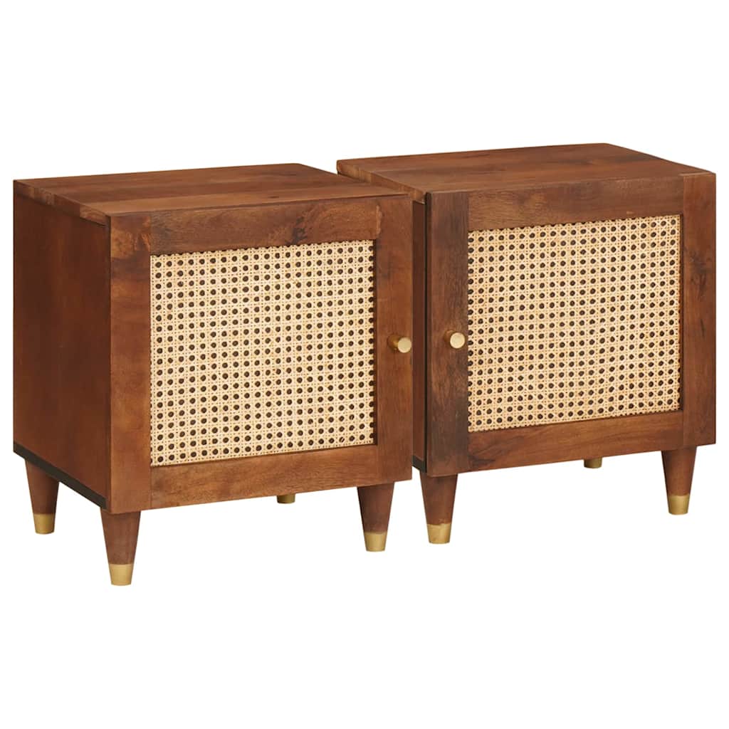 Natskab 2 pcs Brun 40 x 33,5 x 46 cm Massivt akacietræ