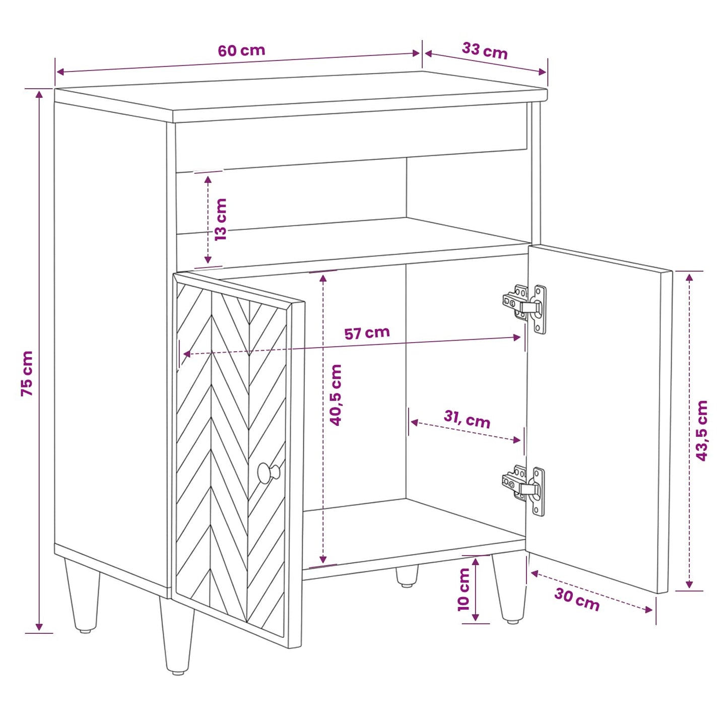 Opbevaringsskabe Brun 60 x 33,5 x 75 cm Massivt mangotræ
