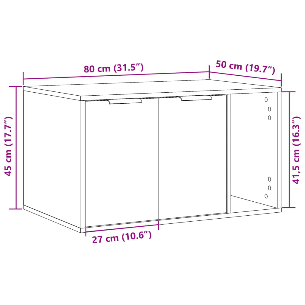 toiletskjuler kattebakke 80x50x45 cm konstrueret træ sonoma-eg